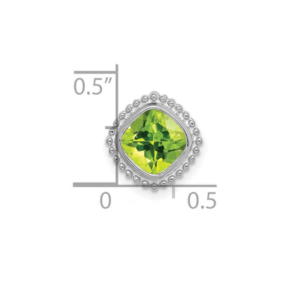 14K White Gold Cushion Peridot Chain Slide