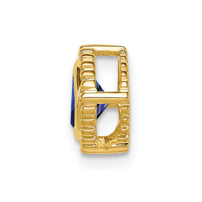 14K Cushion Sapphire Beaded Edge Chain Slide