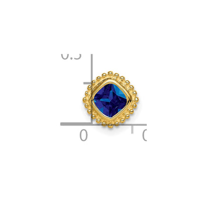 14K Cushion Sapphire Beaded Edge Chain Slide