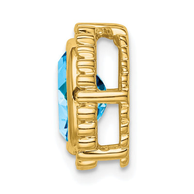 14K Oval Blue Topaz Chain Slide