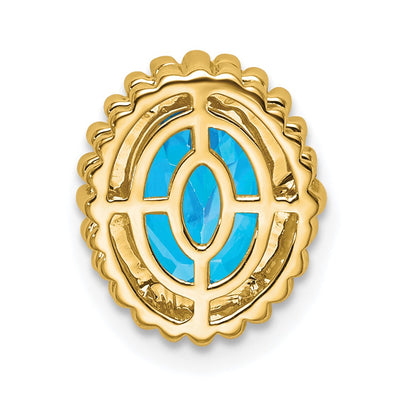 14K Oval Blue Topaz Chain Slide