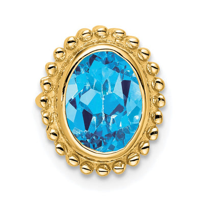 14K gold blue topaz oval chain