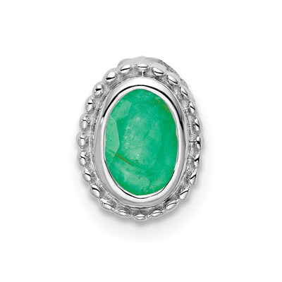 14K white gold emerald oval chain