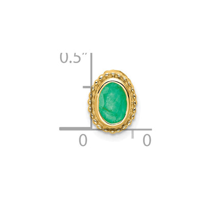 14K Oval Emerald Beaded Edge Chain Slide