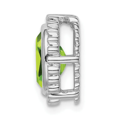 14K White Gold Oval Peridot Chain Slide