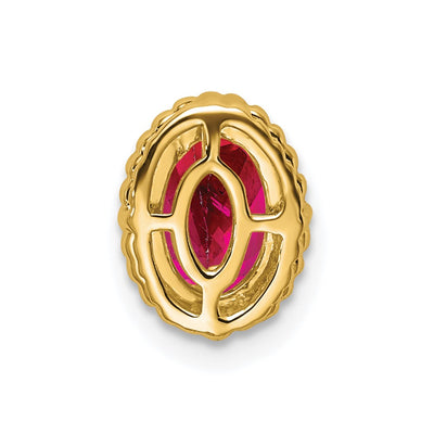 14K Oval Ruby Beaded Edge Chain Slide