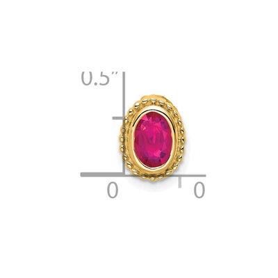 14K Oval Ruby Beaded Edge Chain Slide