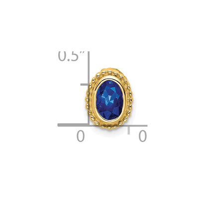 14K Oval Sapphire Beaded Edge Chain Slide