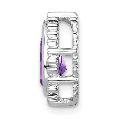 14K White Gold Pear Amethyst Chain Slide