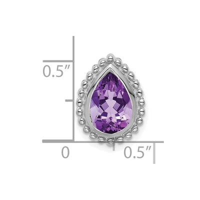 14K White Gold Pear Amethyst Chain Slide