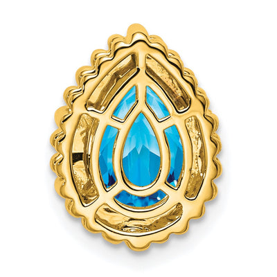 14K Pear Blue Topaz Chain Slide