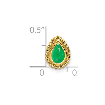 14K Pear Emerald Beaded Edge Chain Slide