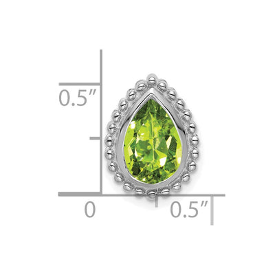 14K White Gold Pear Peridot Chain Slide