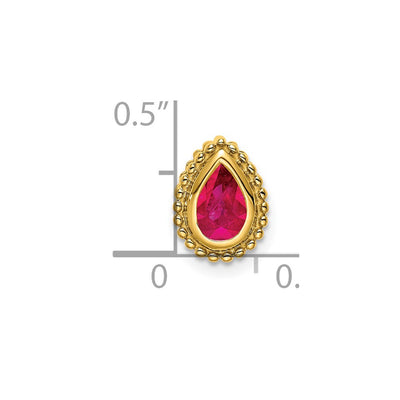 14K Pear Ruby Beaded Edge Chain Slide