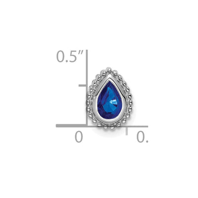 14K White Gold Pear Sapphire Beaded Edge Chain Slide