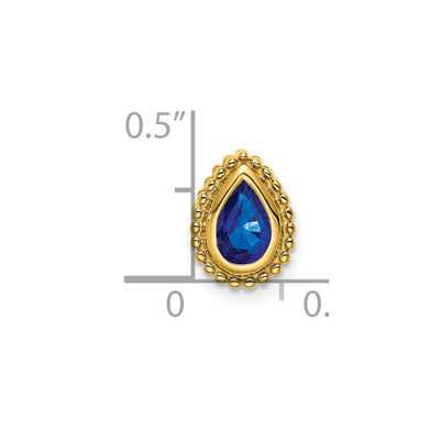 14K Pear Sapphire Beaded Edge Chain Slide