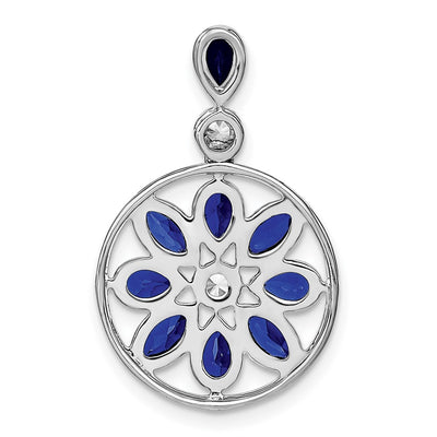 14K White Gold Pear and Marquise Sapphire and Diamond Circle Chain Slide