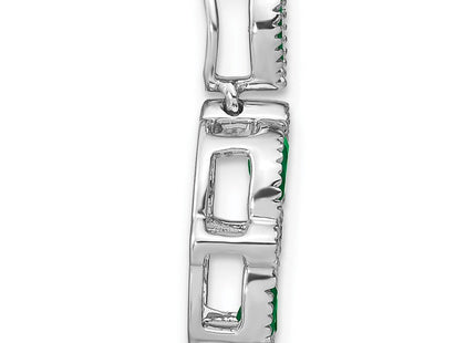 14k White Gold Marquise Emerald and Diamond Circle Chain Slide (Style PM7206-EM-005-WA)