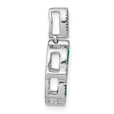 14K White Gold Marquise Emerald and Diamond Circle Chain Slide, 17.8 x 11.7mm