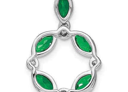 14k White Gold Marquise Emerald and Diamond Circle Chain Slide (Style PM7206-EM-005-WA)