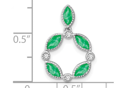 14k White Gold Marquise Emerald and Diamond Circle Chain Slide (Style PM7206-EM-005-WA)