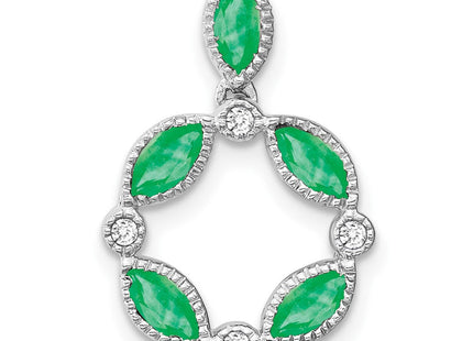14k White Gold Marquise Emerald and Diamond Circle Chain Slide (Style PM7206-EM-005-WA)