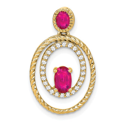 14K gold diamond oval pendant