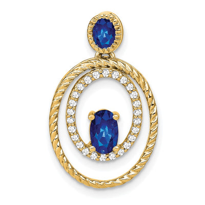 14K gold diamond oval pendant
