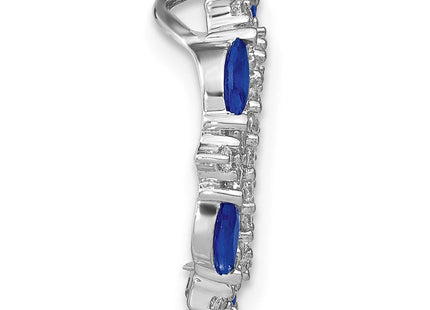 14k White Gold Marquise Sapphire and Diamond Circle Chain Slide (Style PM7210-SA-052-WA)