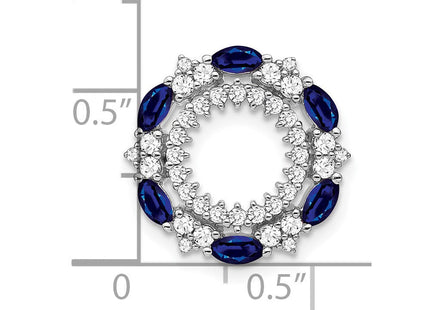 14k White Gold Marquise Sapphire and Diamond Circle Chain Slide (Style PM7210-SA-052-WA)