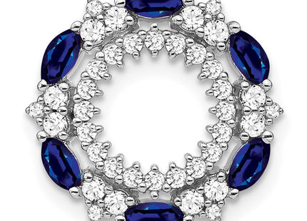 14k White Gold Marquise Sapphire and Diamond Circle Chain Slide (Style PM7210-SA-052-WA)