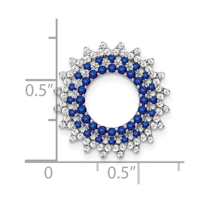 14K White Gold Sapphire and Diamond Sunburst Chain Slide