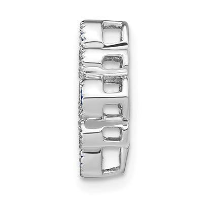 14K White Gold Pear Sapphire and Diamond Chain Slide