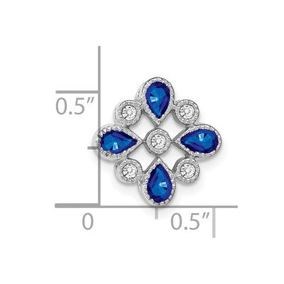 14K White Gold Pear Sapphire and Diamond Chain Slide