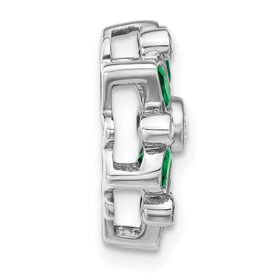 14K White Gold Pear and Marquise Emerald and Diamond Chain Slide