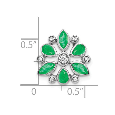 14K White Gold Pear and Marquise Emerald and Diamond Chain Slide