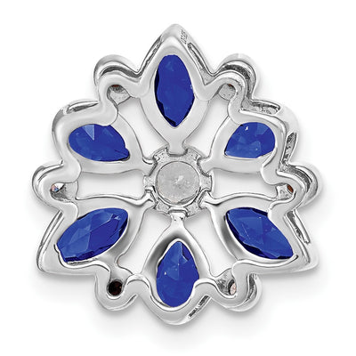 14K White Gold Pear and Marquise Sapphire and Diamond Chain Slide