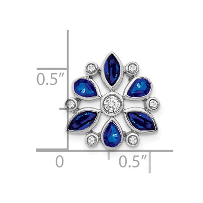 14K White Gold Pear and Marquise Sapphire and Diamond Chain Slide