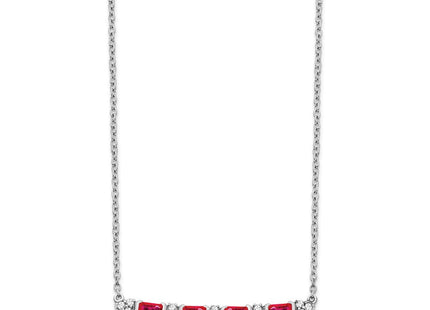 14k White Gold Octagon Ruby and Diamond Bar Necklace (Style PM7225-RU-010-WA)