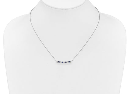 14k White Gold Octagon Sapphire and Diamond Bar Necklace (Style PM7225-SA-010-WA)