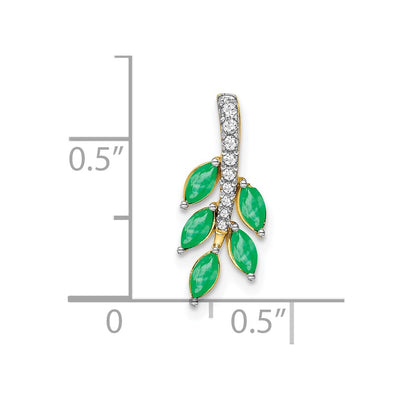 14K Marquise Emerald and Diamond Leaf Chain Slide