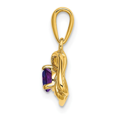 14K Amethyst Triangle Pendant