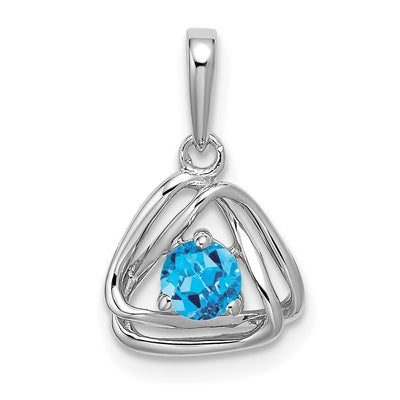 14K white gold blue topaz pendant