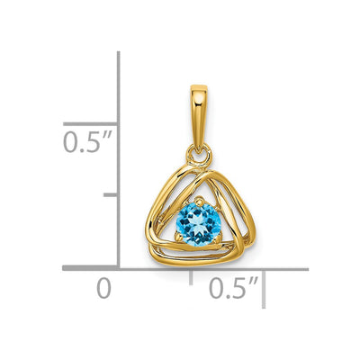 14K Blue Topaz Triangle Pendant