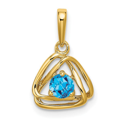 14K gold blue topaz pendant