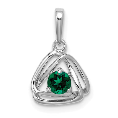 14K white gold emerald pendant