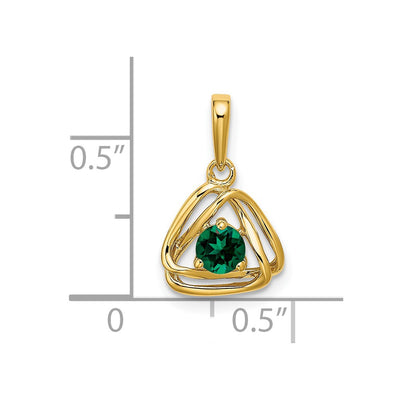 14K Created Emerald Triangle Pendant
