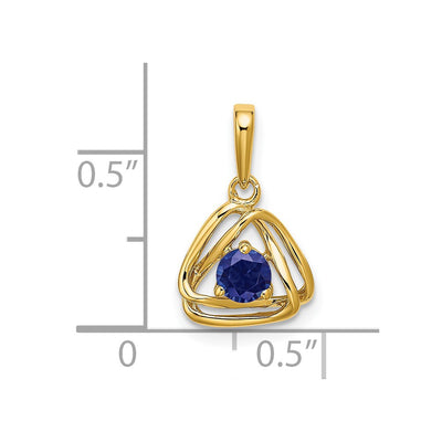 14K Created Sapphire Triangle Pendant