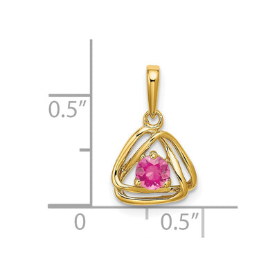 14K Pink Tourmaline Triangle Pendant