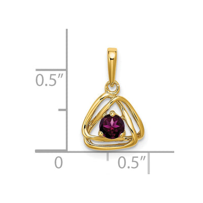 14K Rhodolite Garnet Triangle Pendant